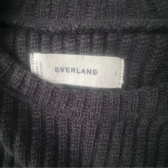 Everlane The Rib-Knit Cap-Sleeve Midi Dress Size L Black EUC - Picture 14 of 16